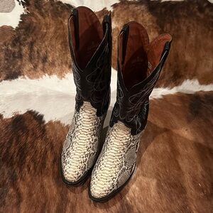 Dan Post Black and Cream Snakeskin Boots